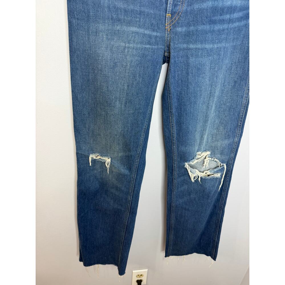 RE/DONE 90's High Rise Loose Distressed Straight Leg Raw Hem Jeans Sz 27 - Picture 5 of 14